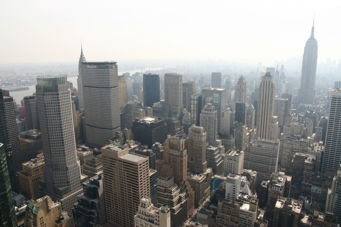 View From Top Of GE Building, Rockefeller Center, Empire State Building To Right